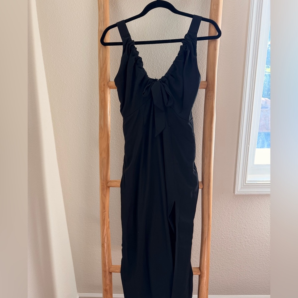 Abercrombie Dress- black ruched bow front